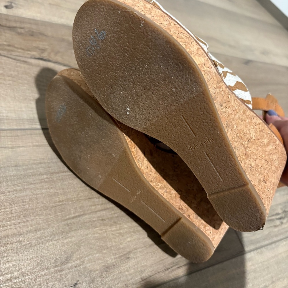 DOLCE VITA Urbane Zebra Wedge Sandal Platform Heels Brown Natural Canvas cork 7 - Picture 5 of 9